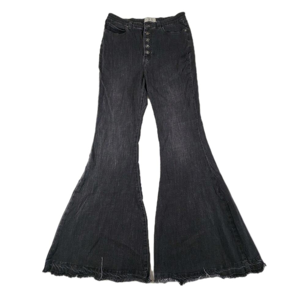 We the Free People Irreplaceable Jeans 31 Flare Bell Bottom Button Fly Festival